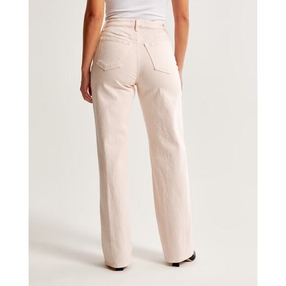NWT Abercrombie & Fitch Curve Love 90s Relaxed Jean Light Pink Size 32/14 Long - Picture 2 of 9